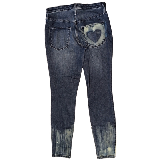 Mossimo Jegging Edgy Rebel Raw Skinny High Rise Mid Wash Blue W6/28S Bleach Rip - Picture 1 of 9